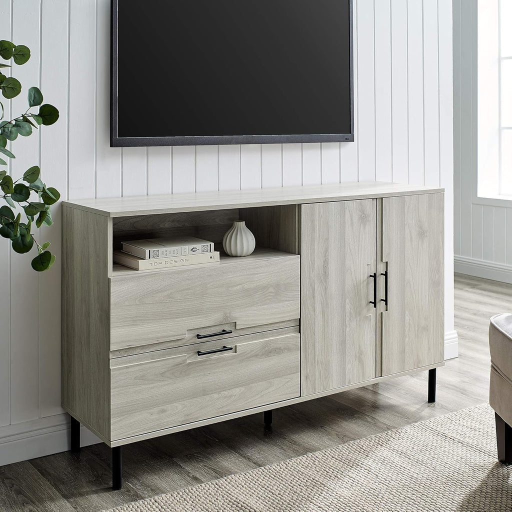 56 Dark Walnut Cabinet Door and 2 Drawer Storage Sideboard Buffet C299406