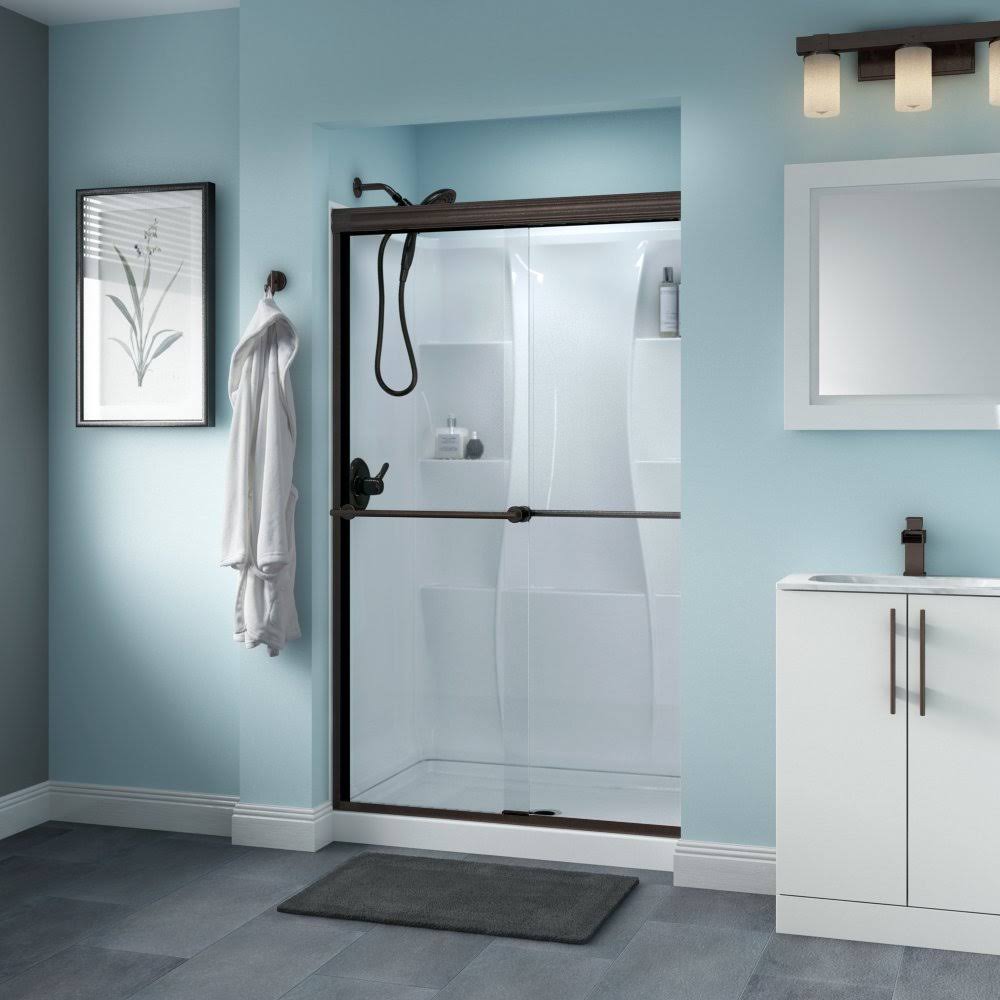 Bronze Sliding Semi Frameless Shower Door J97626