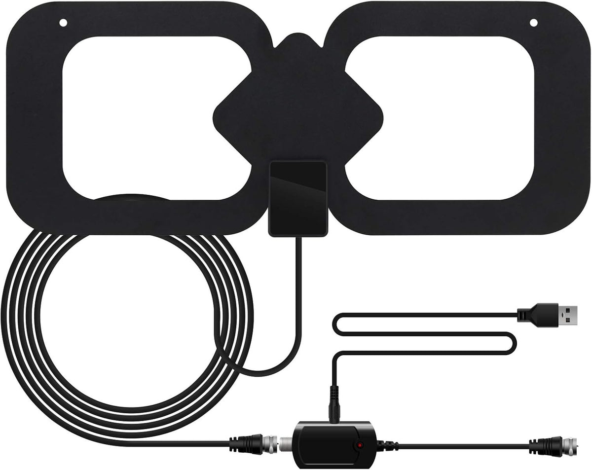 Indoor HDTV Antenna with Amplifier Signal Booster, 4K 1080p, 13.3ft Coax Cable, Pack of 2 O399