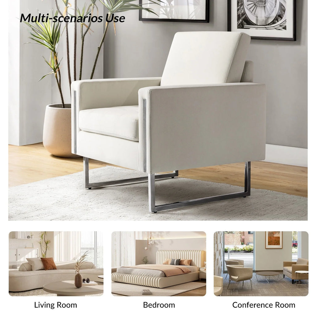 Velvet Club Chair with Metal Legs I644643