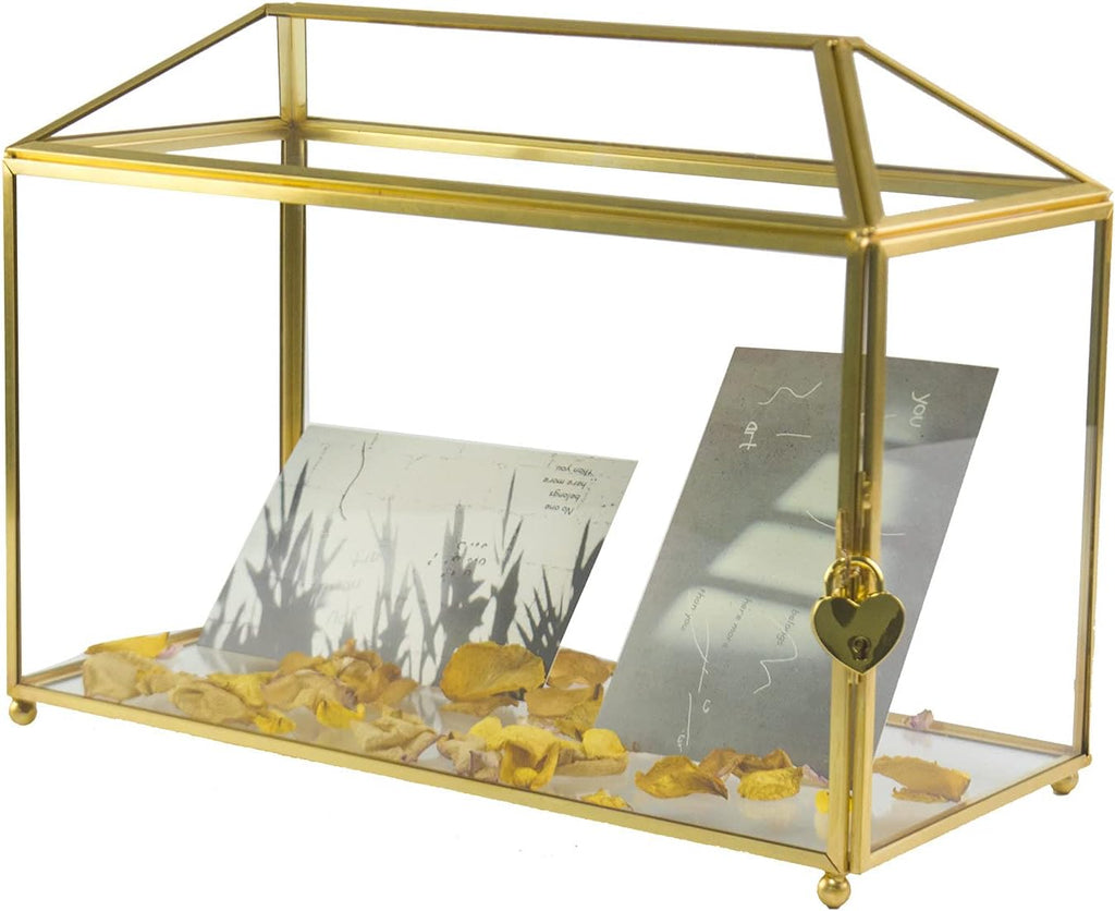 Large Vintage Rectangle Glass Card Box with Lid C363443