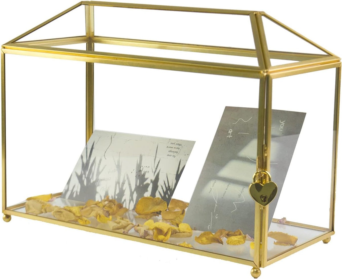 Large Vintage Rectangle Glass Card Box with Lid C363443