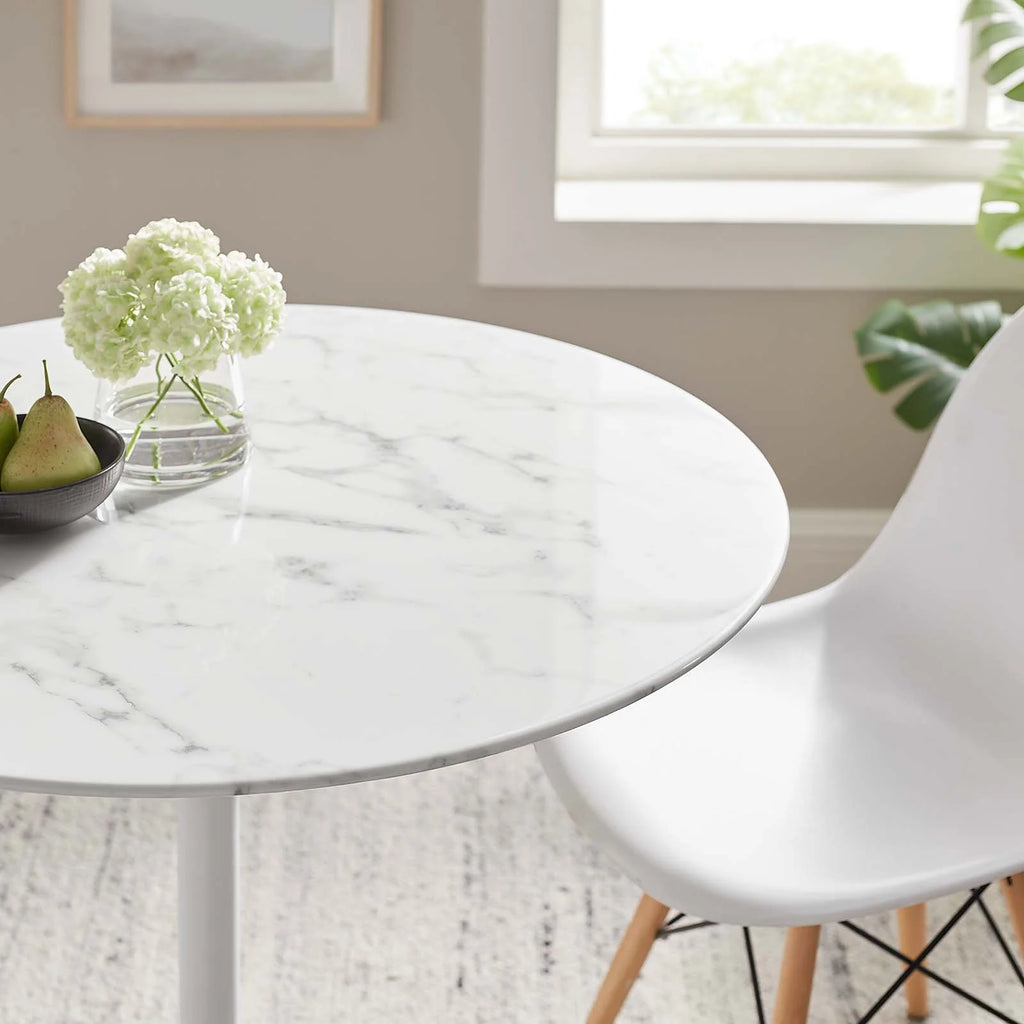 Round Artificial Marble Dining Table in White D78147