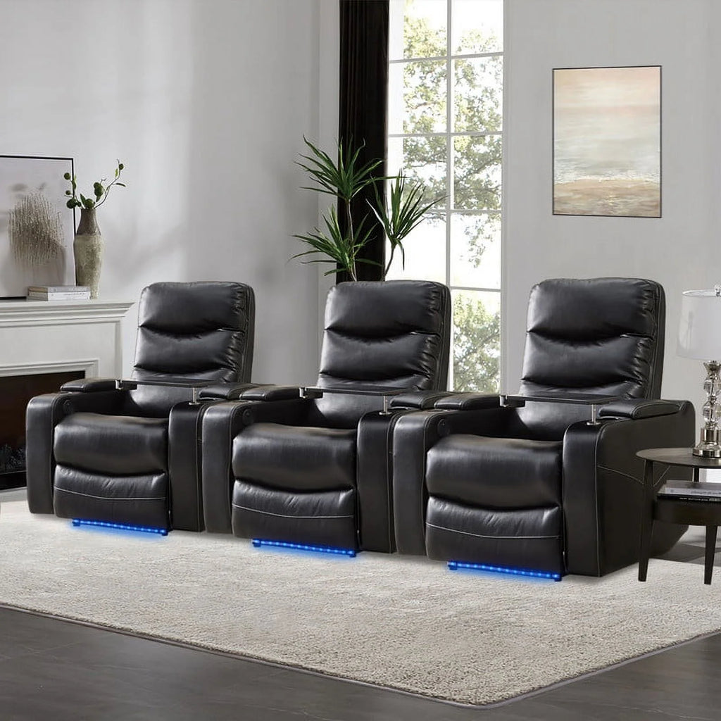 Black Leather Power Recliner Chair O201319