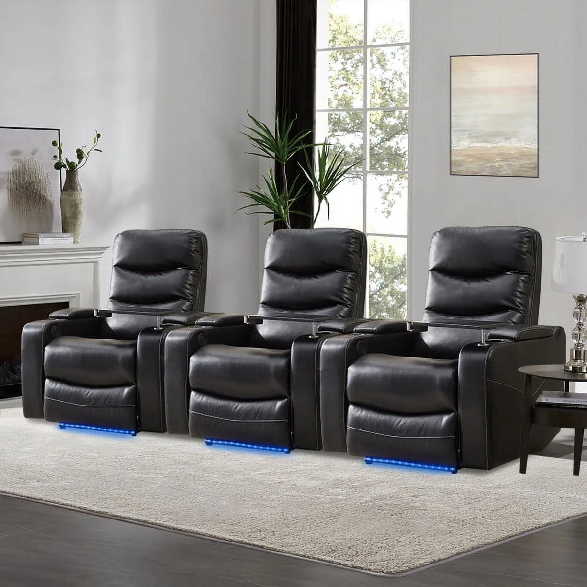 Black Leather Power Recliner Chair O201319