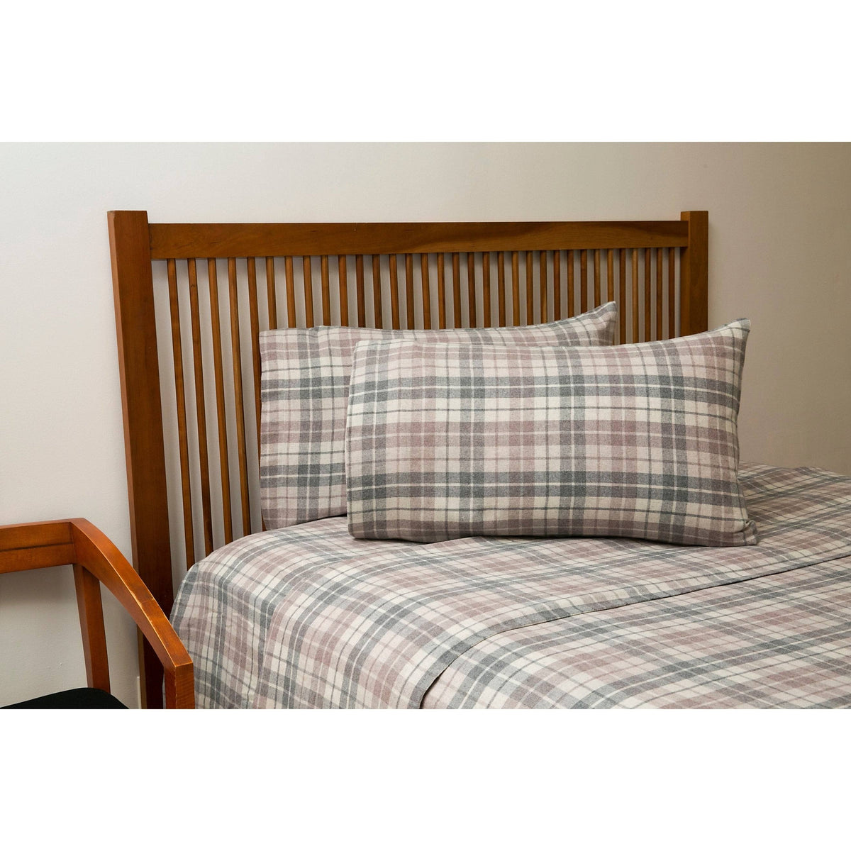 Queen Peach Plaid Sheet Set G59285