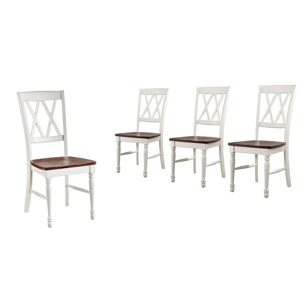 White Wood Dining Chair Set of 4 D192