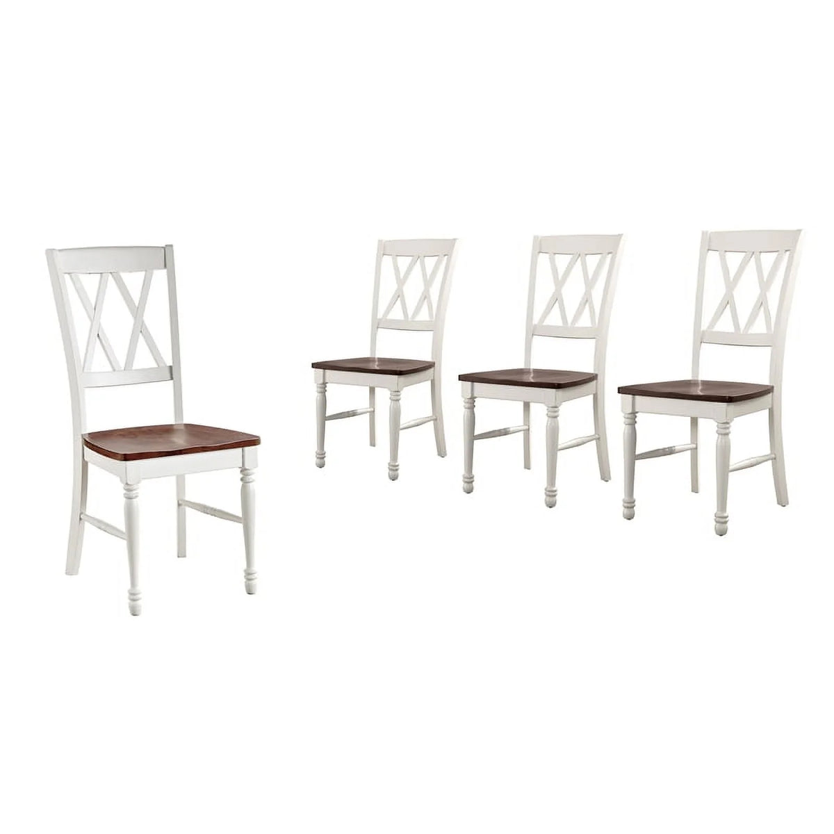 White Wood Dining Chair Set of 4 D192