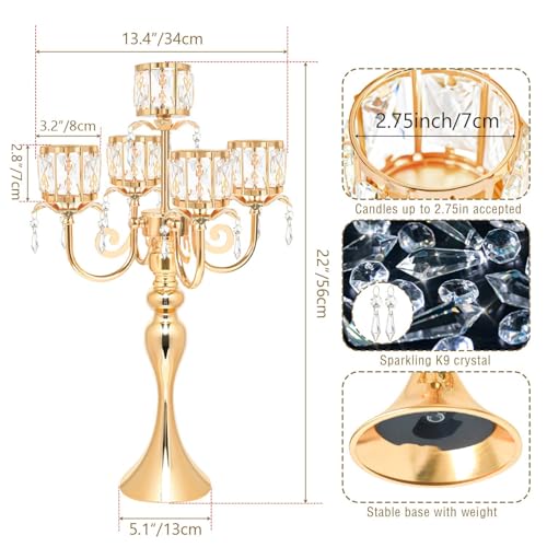 Black 5 Arm Crystal Candle Holder Y8448