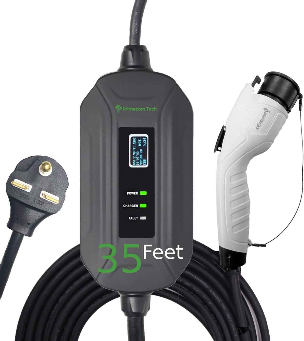 Portable Level 2 Electric Vehicle Charger, 16Amp, 50 Feet R4346