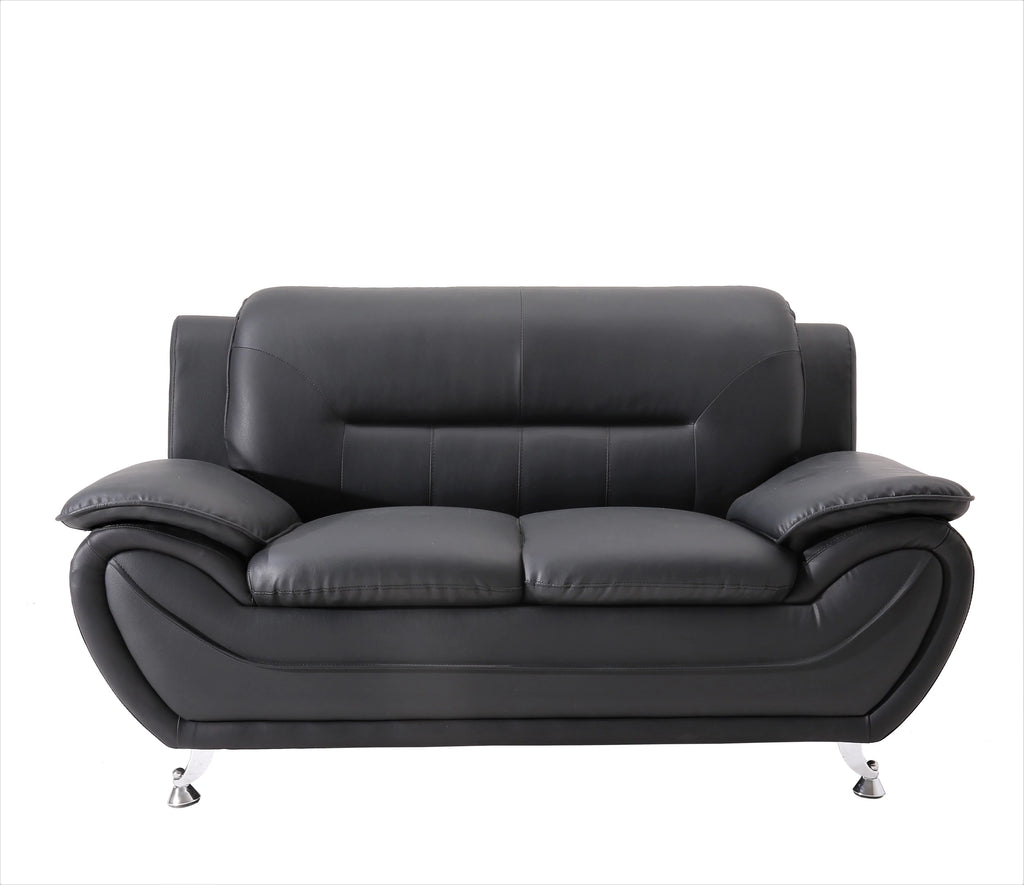 Black 3 Pcs Faux Leather Sofa Set G326986