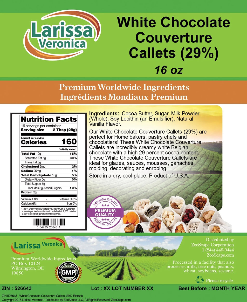 White Chocolate Couverture Callets 16 oz 2-Pack V879001