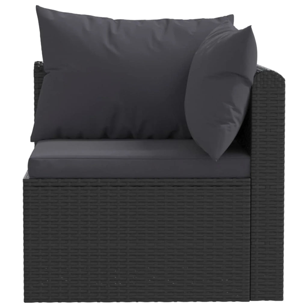 4 Piece Patio Sofa Set with Cushions Poly Rattan Black I32597