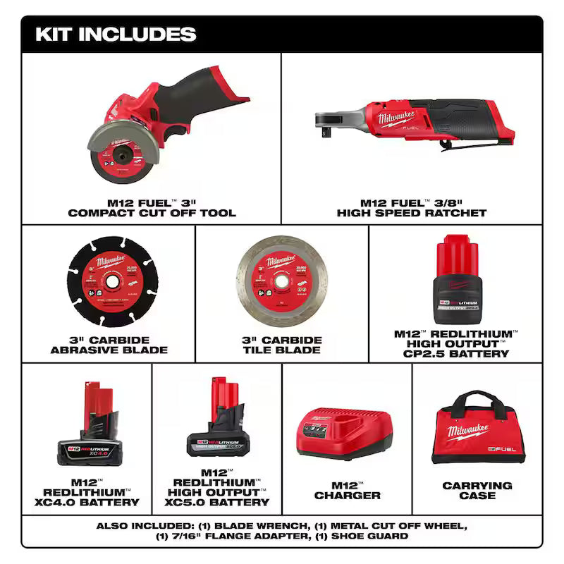 12V Lithium-Ion Brushless Cordless Cut Off Saw Kit & 3/8 in. Ratchet X727148