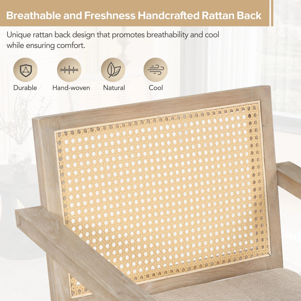 Handcrafted Rattan Backrest Mid-Century Accent Chair F499
