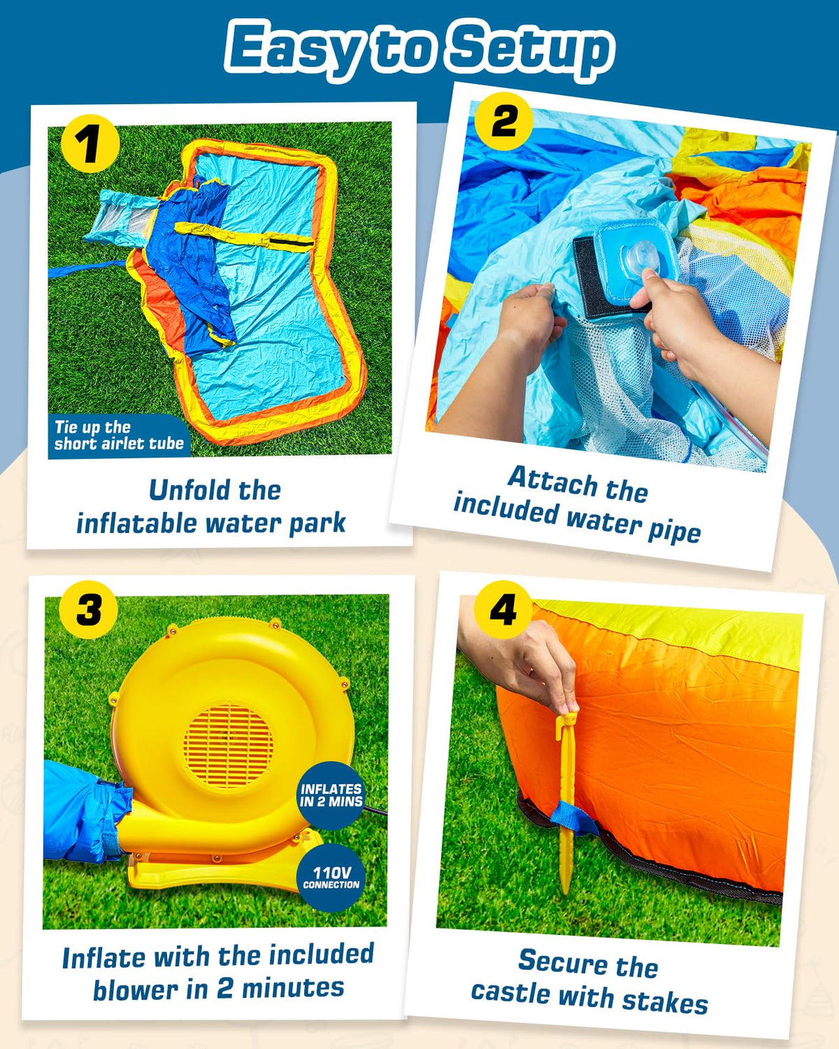 Inflatable Water Slide Park with Spray Pool, Bounce House with Climbing Wall and Blower F42379
