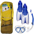 Snorkeling Set Dive Mask Snorkel Fins Tempered Glass Silicone Dry Top Flex Tube K818258