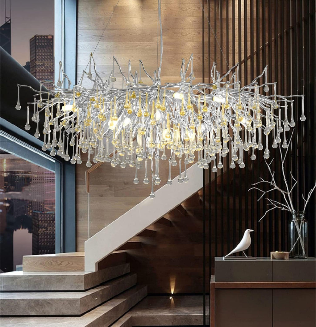 Silver Modern Crystal Chandelier Y416