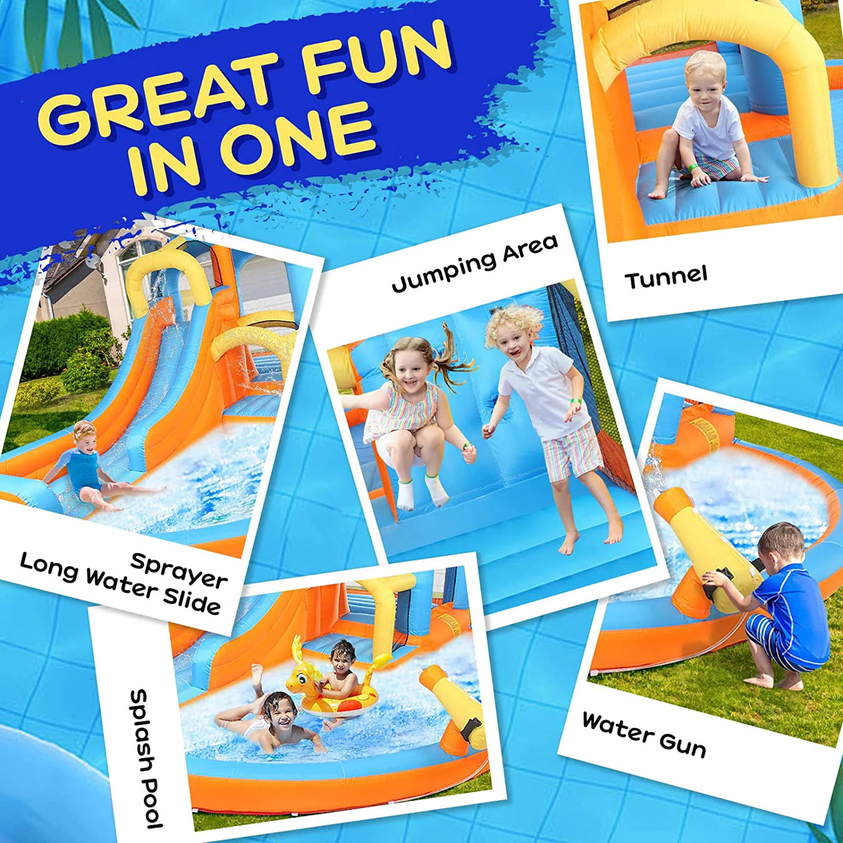5-in-1 Inflatable Water Slide Park V693468