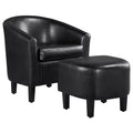 Black Faux Leather Accent Chair and Ottoman Set N81822