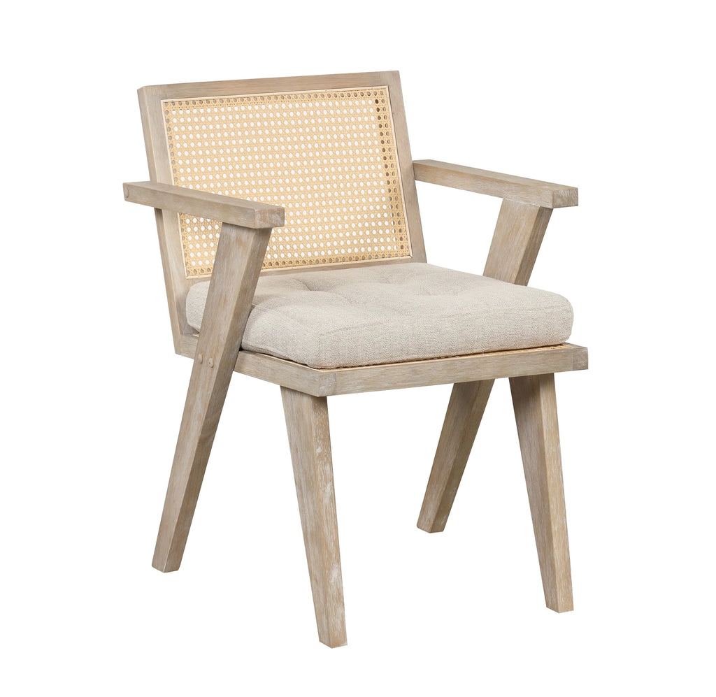 Handcrafted Rattan Backrest Mid-Century Accent Chair F499