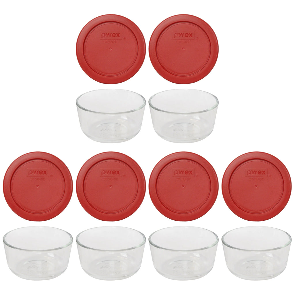 1-Cup Clear Round Glass Food Storage Bowl with Lid 6-Pack X468