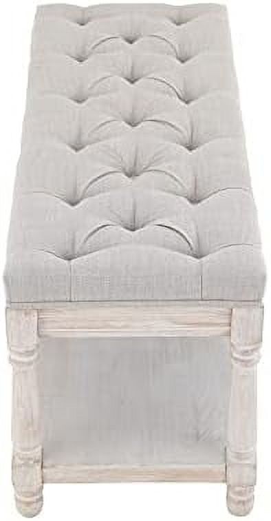 Beige Tufted Entryway Bench with Shoe Rack T50649