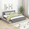 King Size Wooden Platform Bed with Storage Drawers C61383