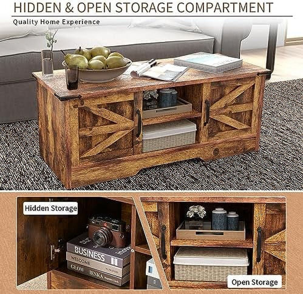 White Coffee Table with Barn Doors S39330