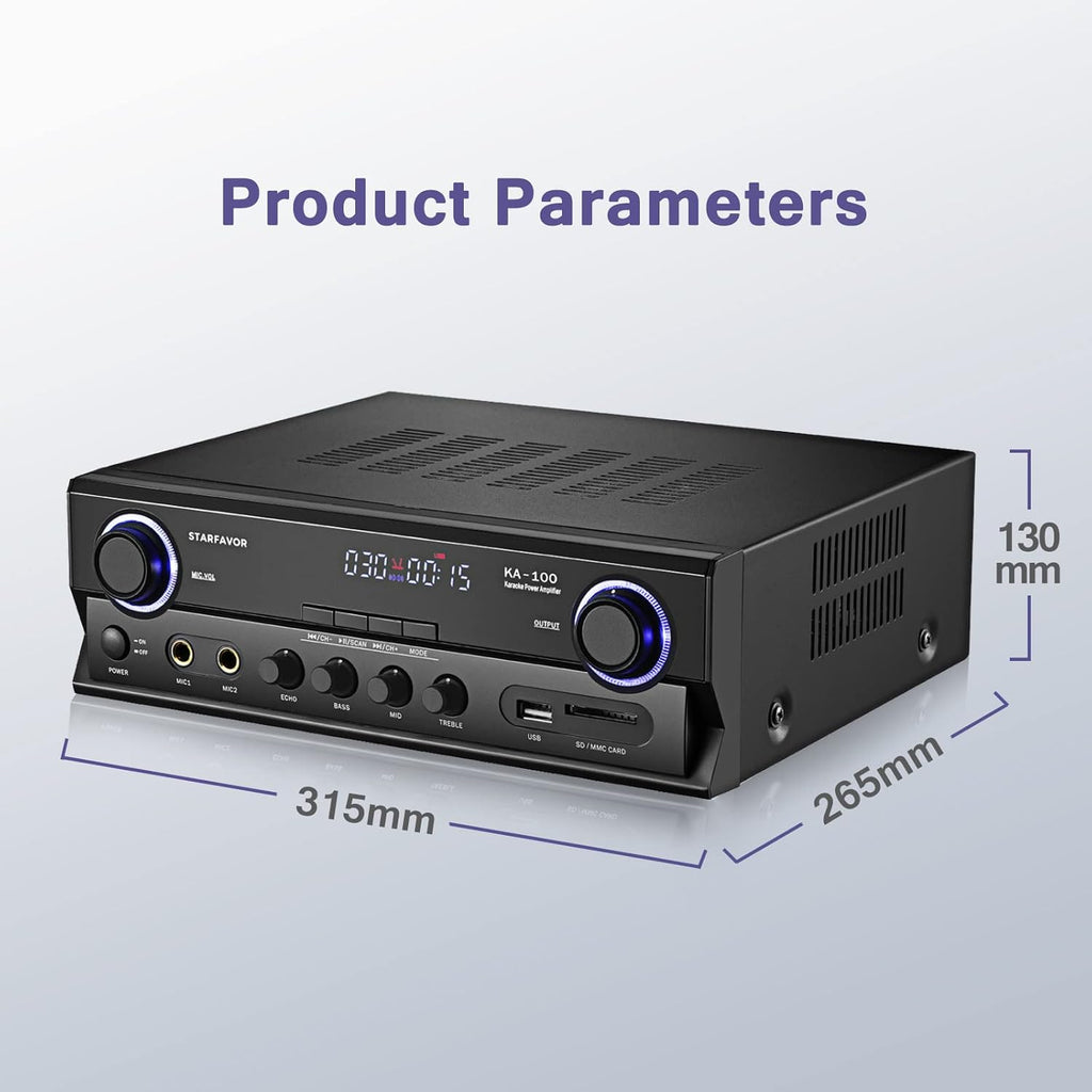 2 Channel 220W Stereo Receiver Amplifier with FM, USB SD Card, LED Display, Pack of 2 R742515