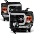 Black C-Shape LED DRL Projector Headlights Pair D1683