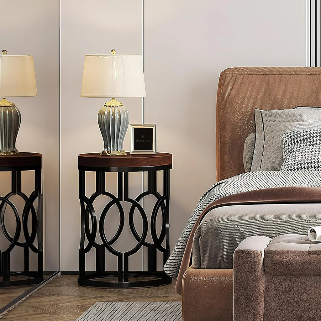 Round End Table with Metal Frame V293