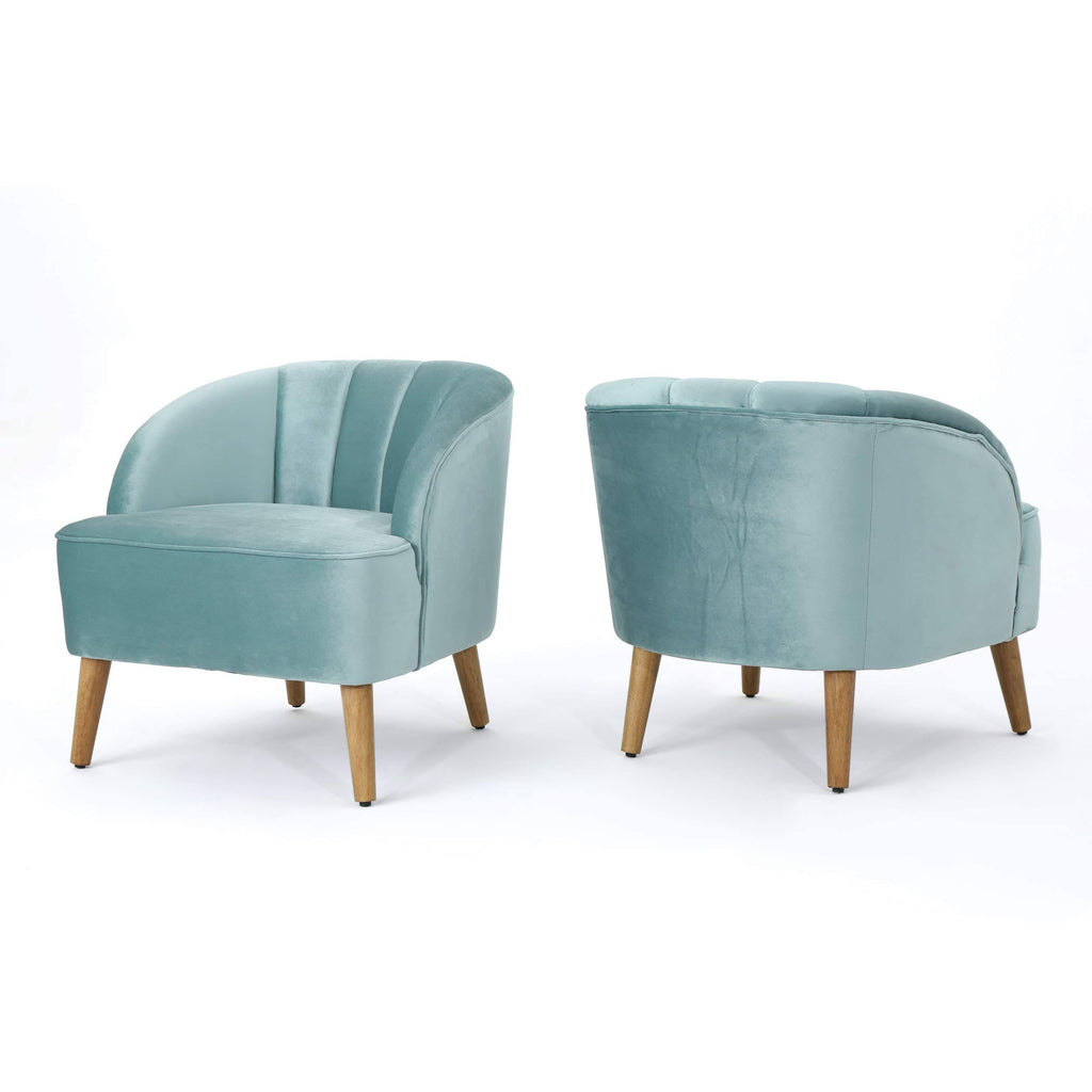 Seafoam Blue Velvet Club Chairs (Set of 2) V429