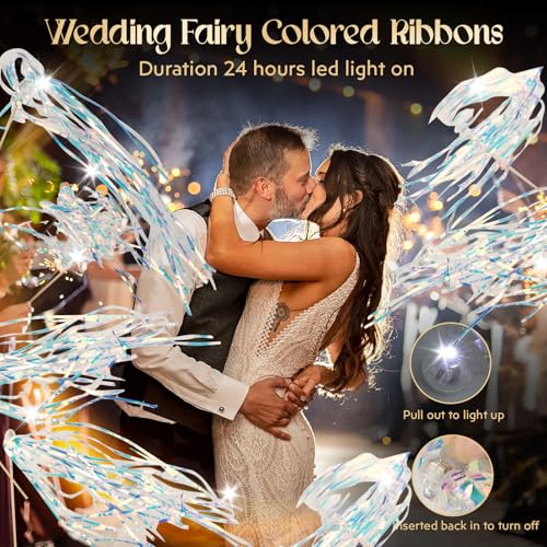 100 PCS Light Up Wedding Wands LED Tinsel Streamers X7640
