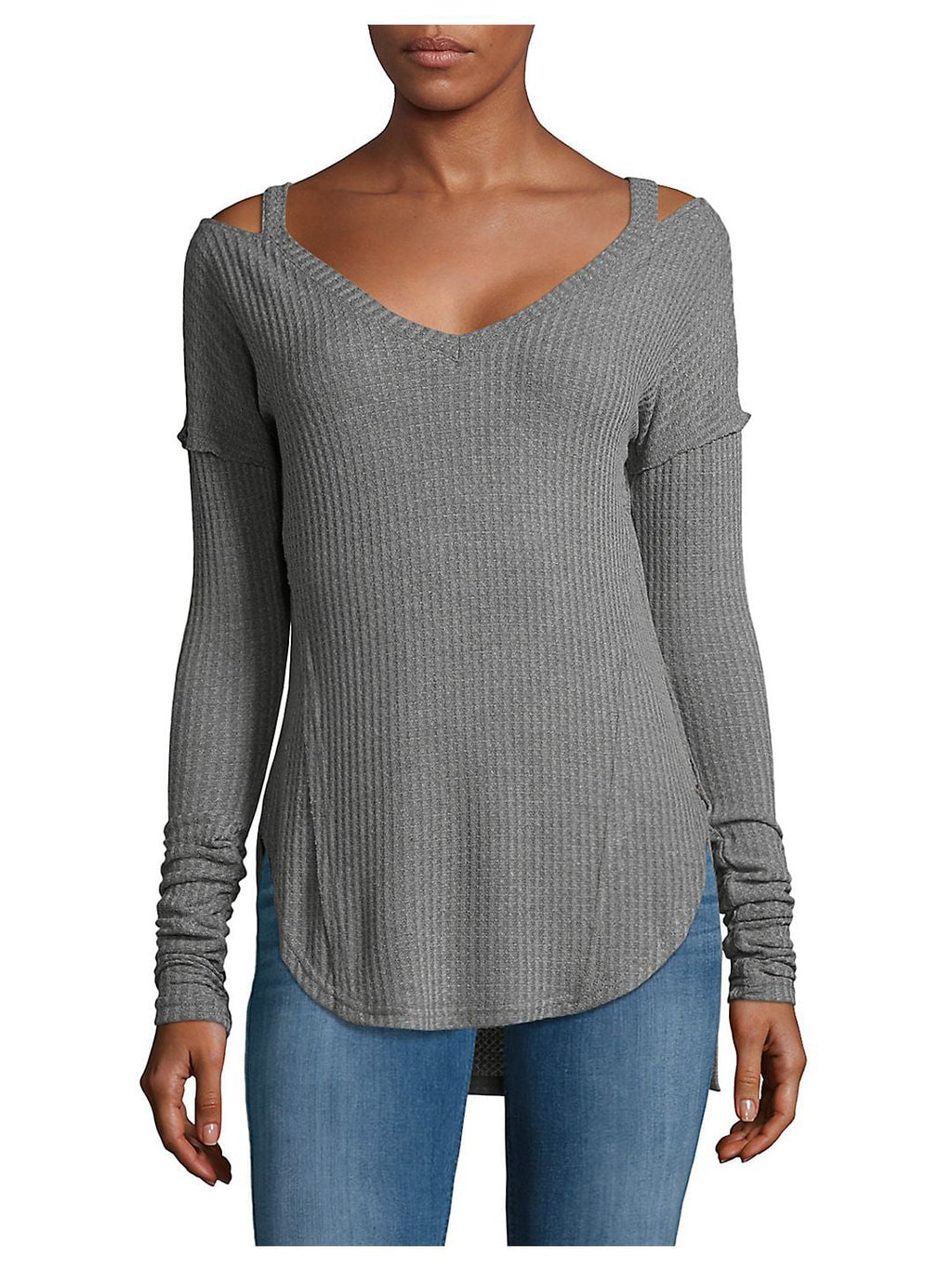 Cold Shoulder V-Neck Top X679