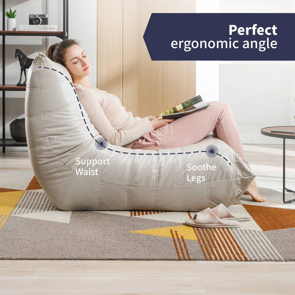 Beige Microfiber Leather Memory Foam Floor Sofa C40252