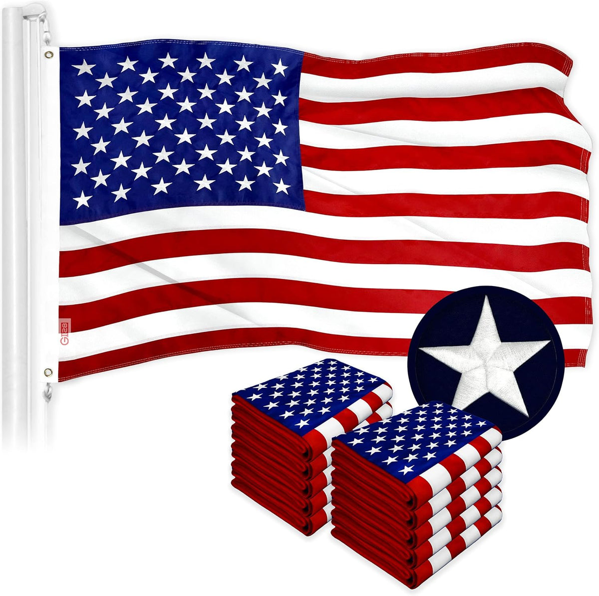 10 Pack American USA US Flag 10x15 ft Embroidered Stars Sewn Stripes Brass Grommets A49524