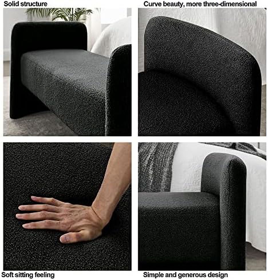 Black Velvet Ottoman Bench J922399