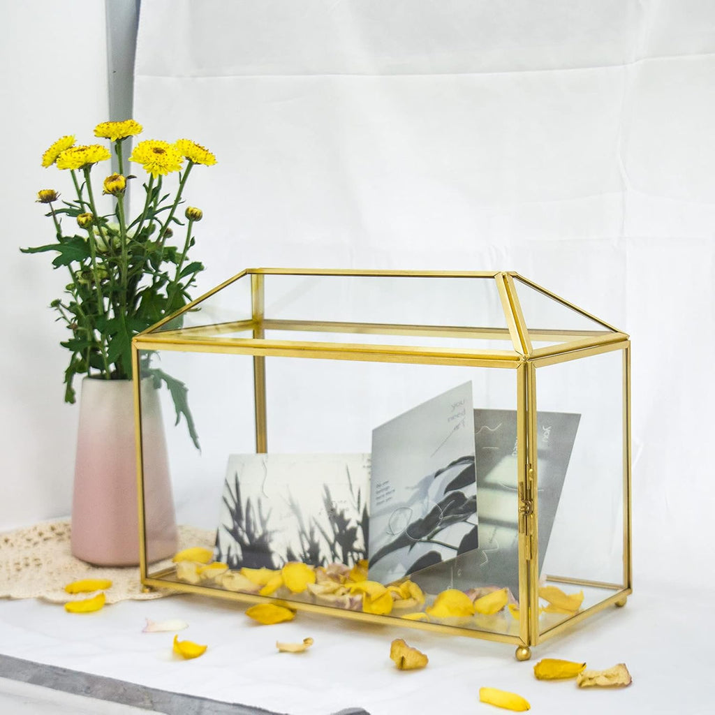 Large Vintage Rectangle Glass Card Box with Lid C363443
