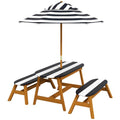 Wooden Kids Table and Benches Set with Umbrella P87219