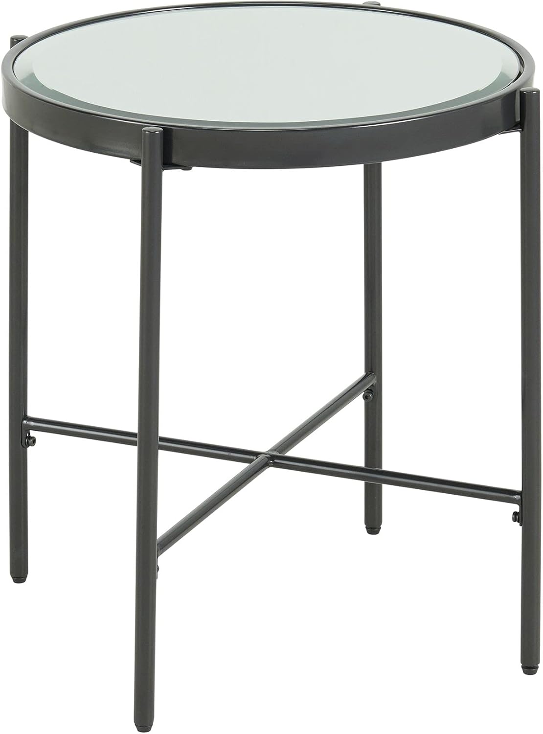 Round End Table with Glass Top M3985