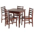5 Pc Extendable Table & 4 Ladder Back Chairs Walnut Finish X688
