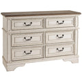 White and Brown 6 Drawer Double Dresser F835864