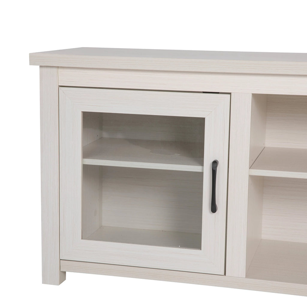 White Wash 65" Media Console with Glass Doors and 3 Adjustable Shelves C624973