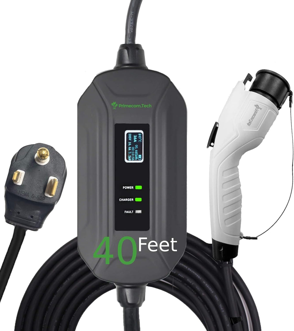 Portable Level 2 Electric Vehicle Charger, 16Amp, 50 Feet R4346