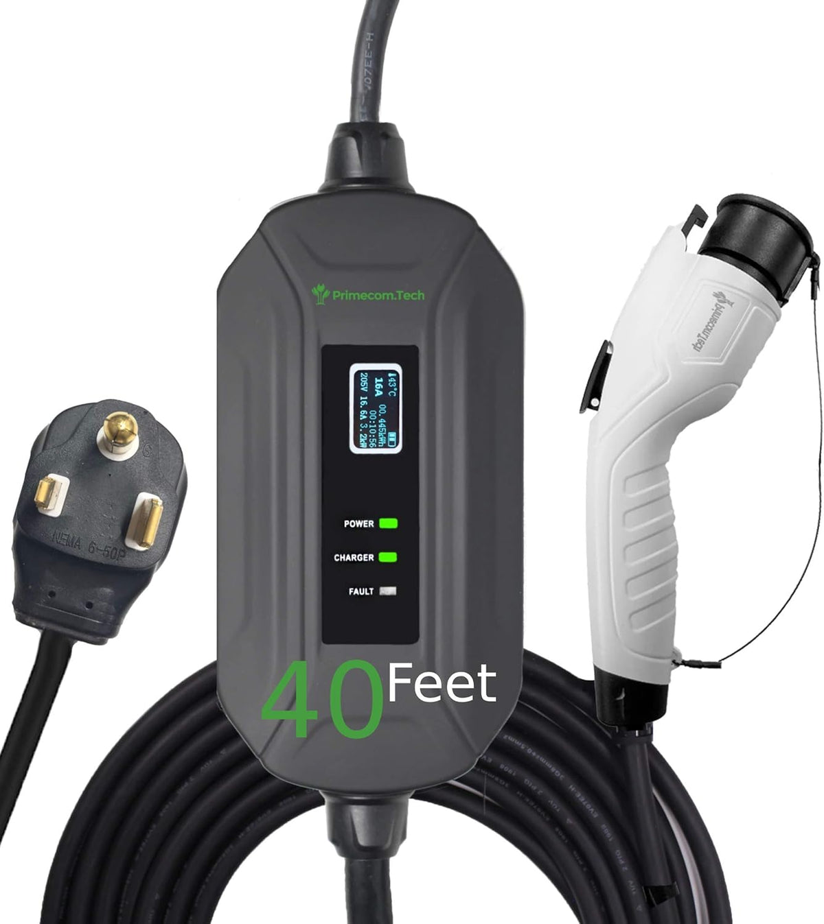 Portable Level 2 Electric Vehicle Charger, 16Amp, 50 Feet R4346