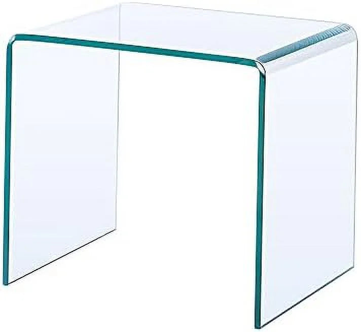 Transparent Glass Coffee Table Rectangle Clear Modern with Rounded Edges L277