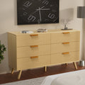 6 Drawer Natural Wood Flute Dresser H362