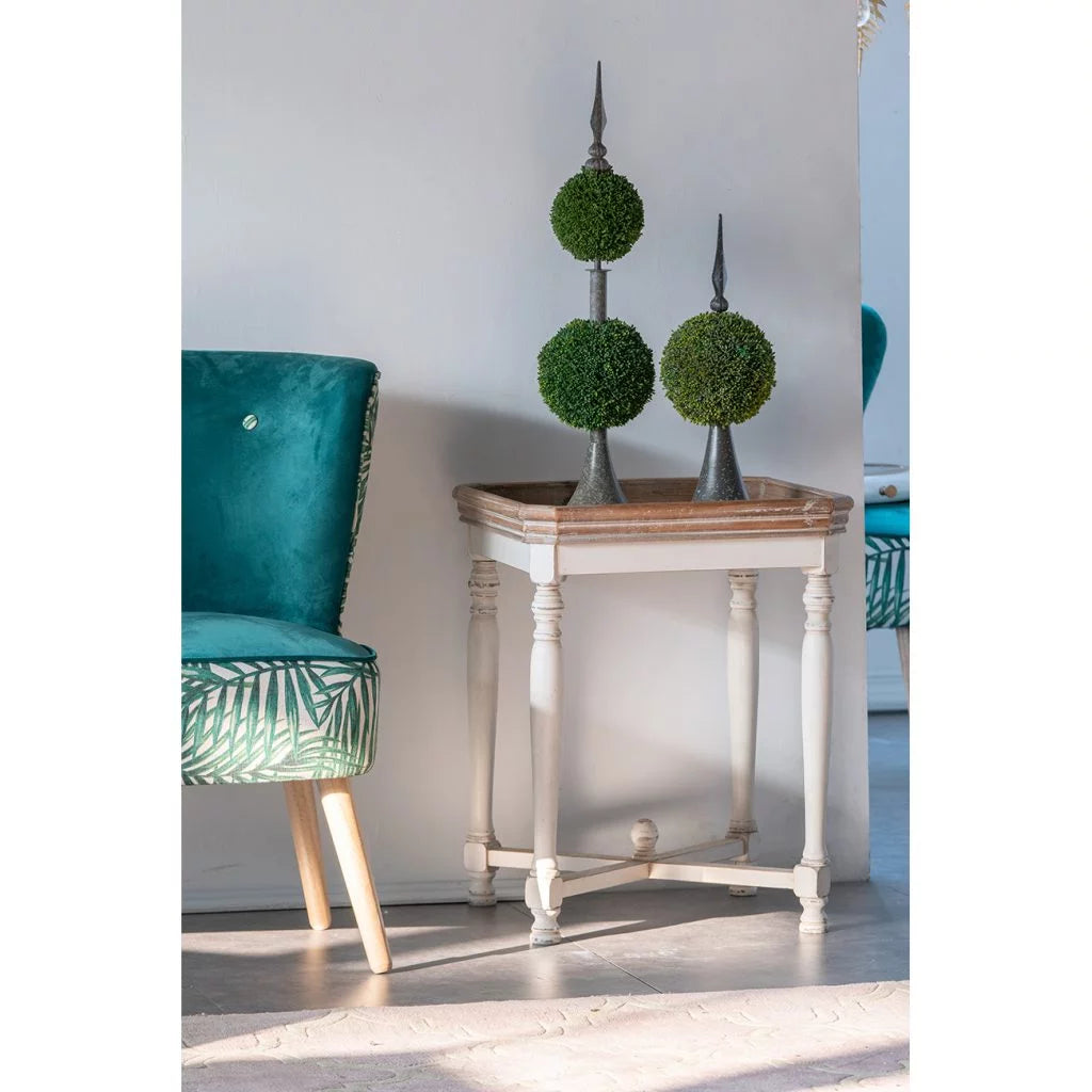Brown and White Square Side Table Q53889