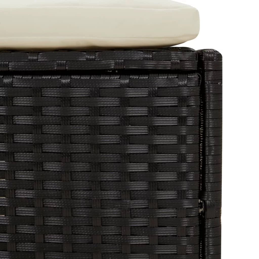 Black Poly Rattan and Solid Wood Acacia Spa Surround W55664